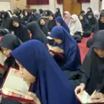 Santri akhwat IBS Insantama Bogor praktik membaca Al-Qur’an dengan langgam jiharkah.